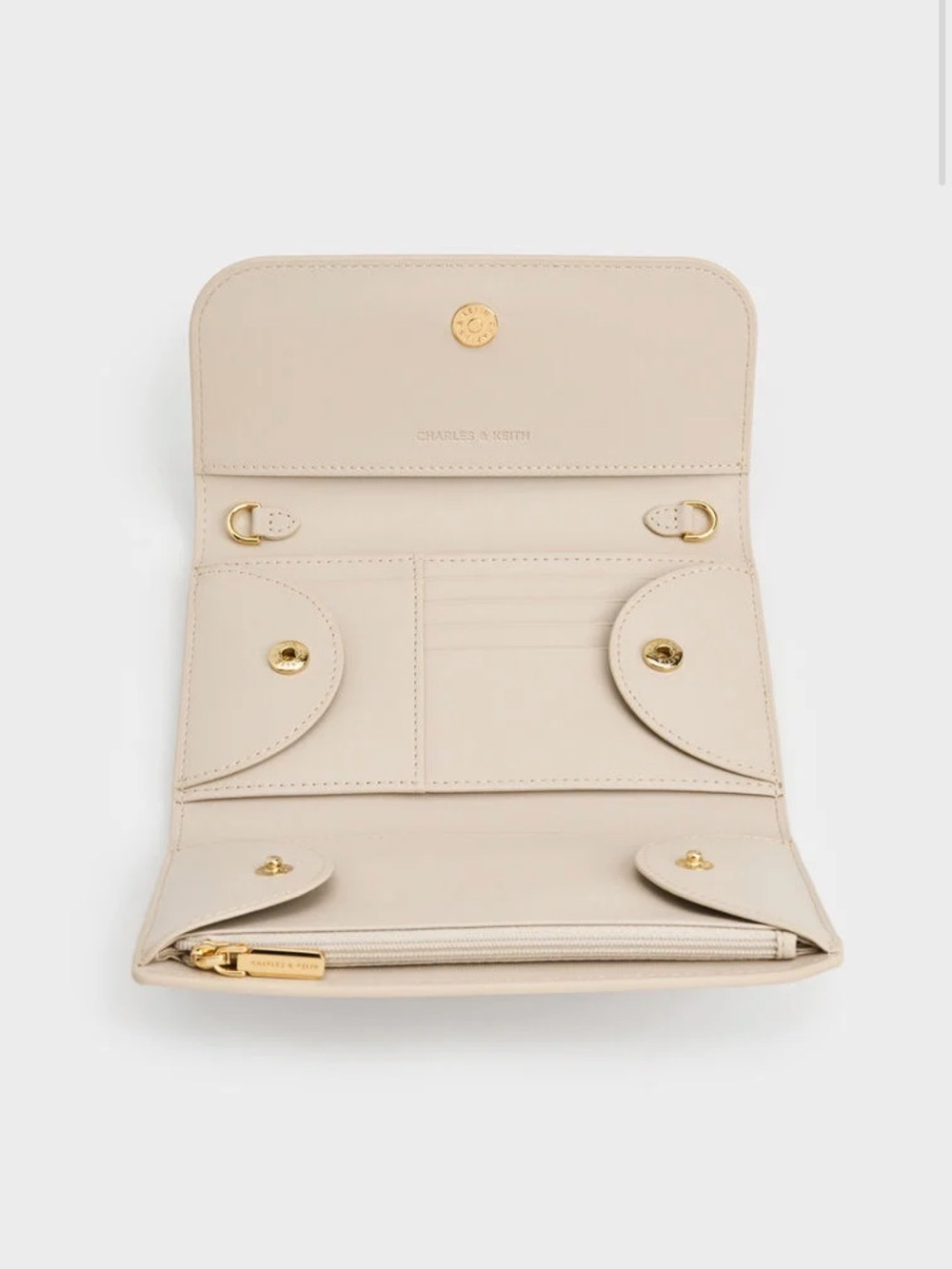 Charles & Keith Beige Octavia Front Flap Long Wallet - Ivory - Picture 4 of 7
